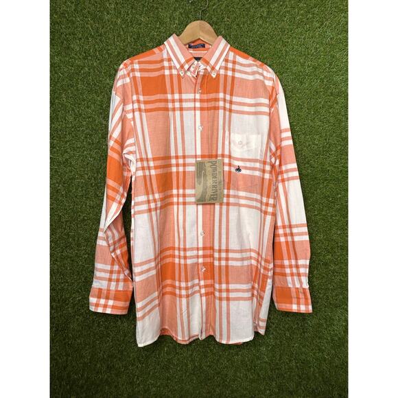 NWT Panhandle Slim Western Orange Plaid Button Down Long Sleeve Shirt Sz M - Picture 3 of 7